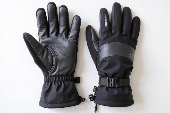 Technical winter gloves with waterproof fabric.