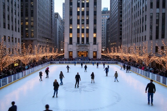 Beautiful ice skating rink at Rockefeller Center