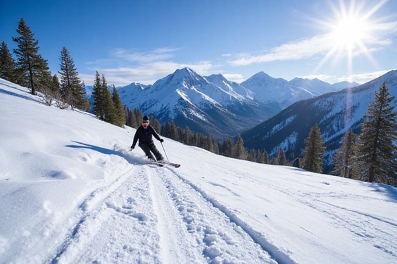 Skier enjoying fresh powder in Aspen