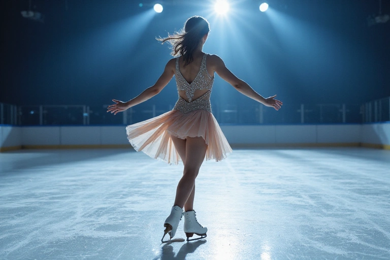 Figure skater performing a graceful spin on ice