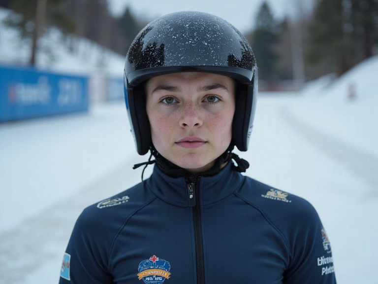 Portrait of a young, determined bobsled athlete