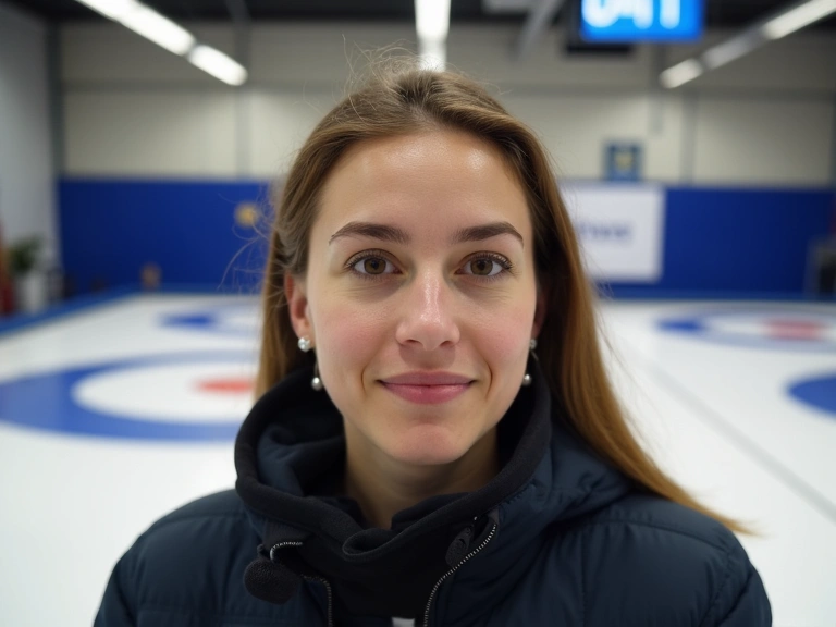 Portrait of a curling strategist with a thoughtful expression