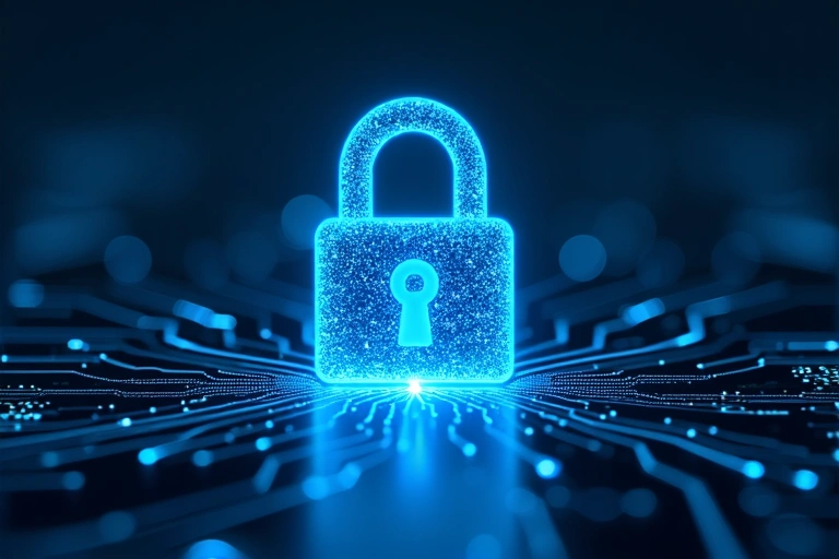 Digital padlock icon symbolizing data security