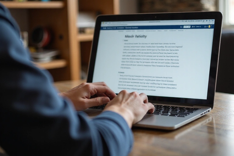 Person on computer reading privacy policy