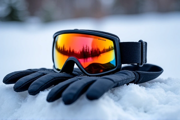 Ski goggles and gloves