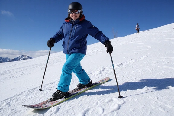 Skier demonstrating basic snowplow