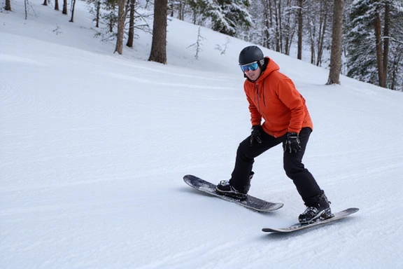 Snowboarder demonstrating basic turn