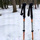 Collapsible trekking poles with snow baskets